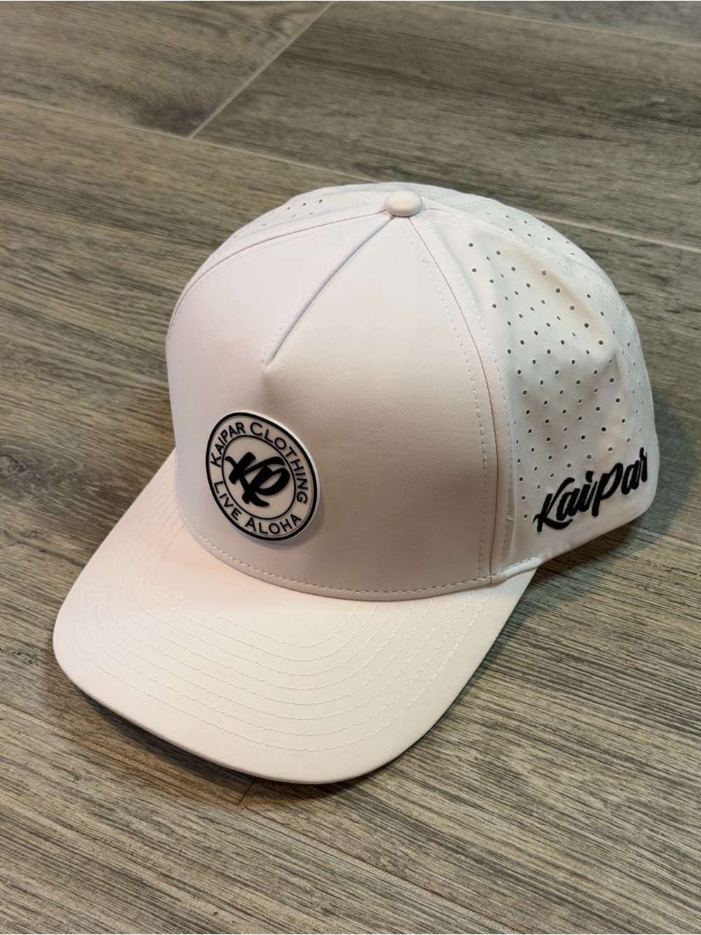 Kaipar Clothing Hawaii  "The Breaker" White Golf Hat, Rubber Patch Logo